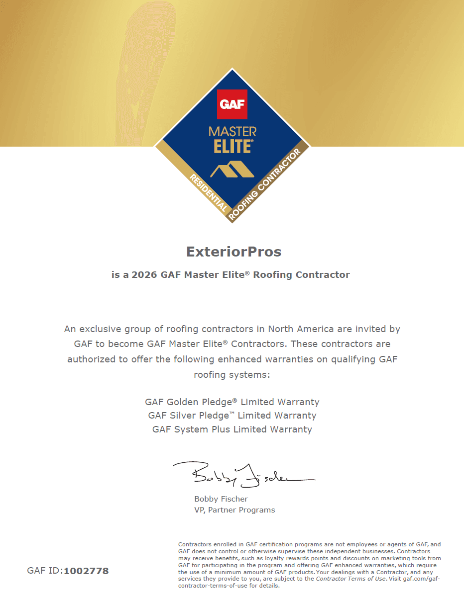GAF Master Elite Certificate
